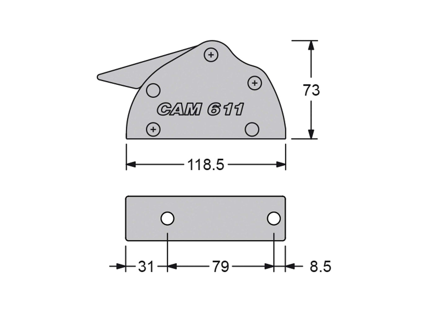 Cam 611/V Clutch, horizontal, 8mm