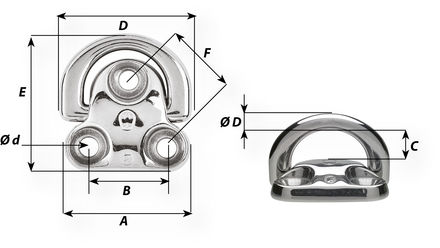 Nolokāms pad eye, 6 mm diametrs