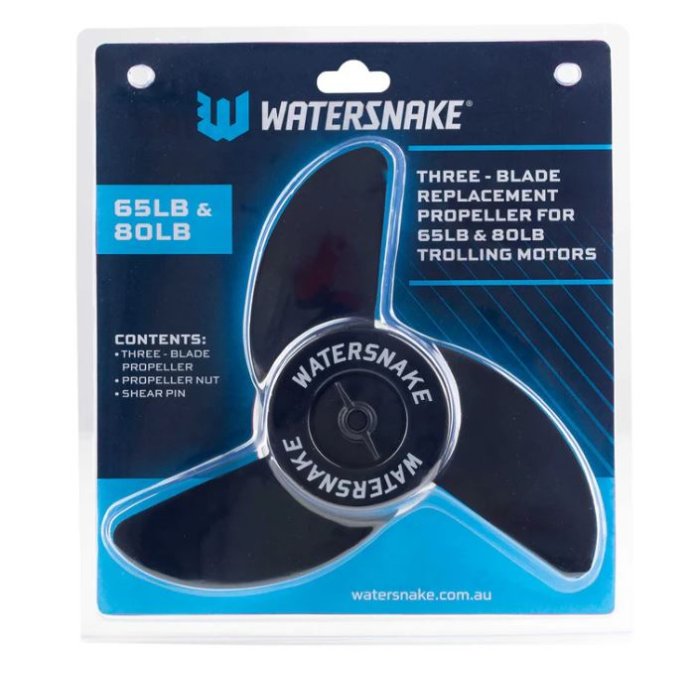 Watersnake 3 lāpstiņu dzenskrūves komplekts (armēts neilons) 65 un 80 lb motoriem