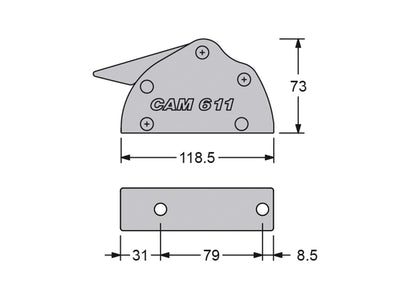 Cam 611/V stoperis, horizontāls, 8mm