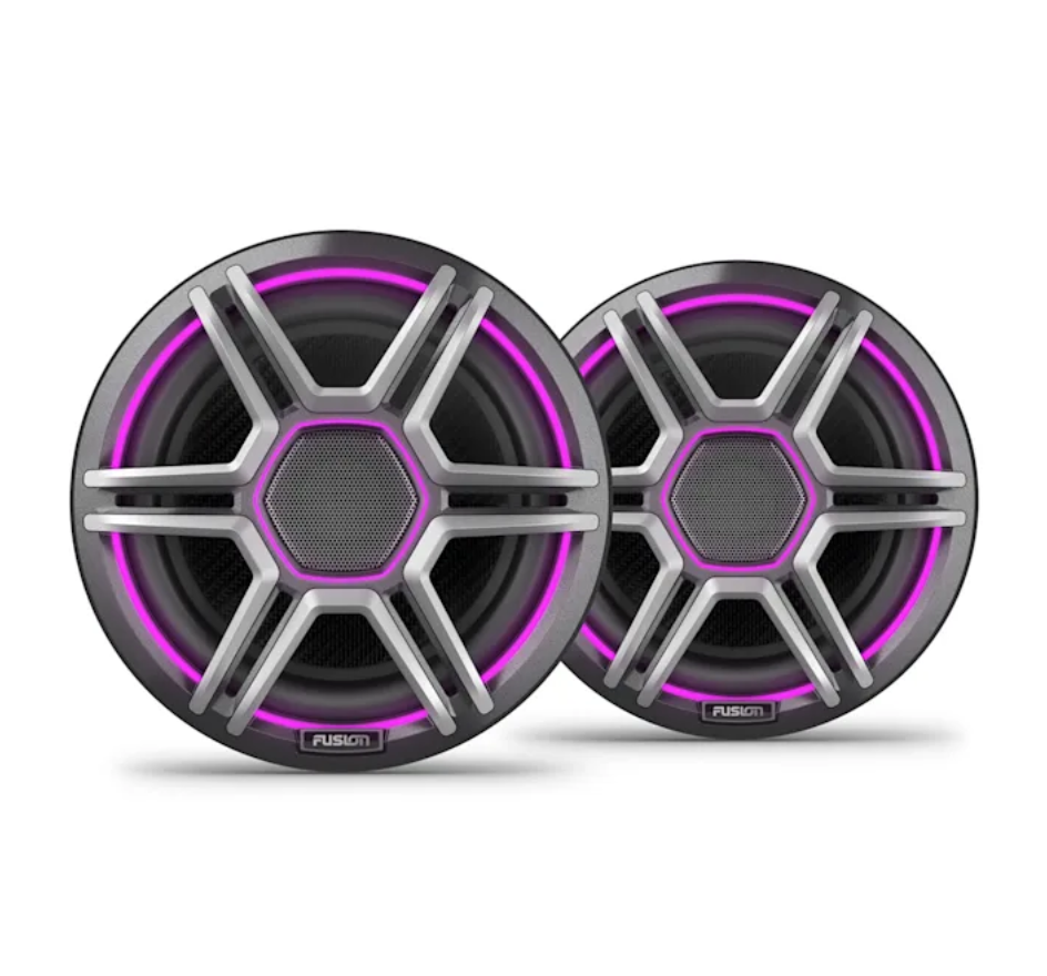 Fusion Apollo™ 7.7" LED Marine skaļruņi ar pelēku sportiska stila aizsargrežģi